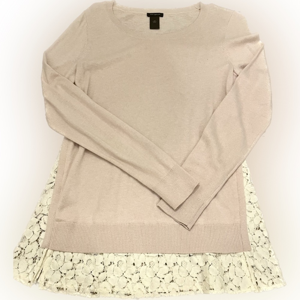 Ann Taylor Fine Knit Top with lace detail